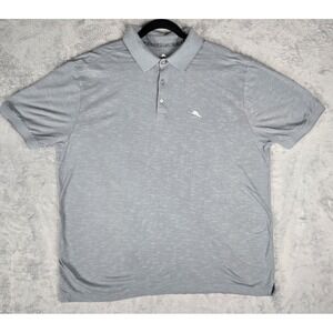 Tommy‎ Bahama Gray Short Sleeve Polo Shirt Men's Size Extra Large XL Golf Summer
